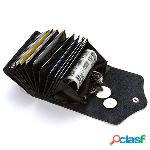 RFID Cartera antimagnética de cuero genuino con 14 ranuras