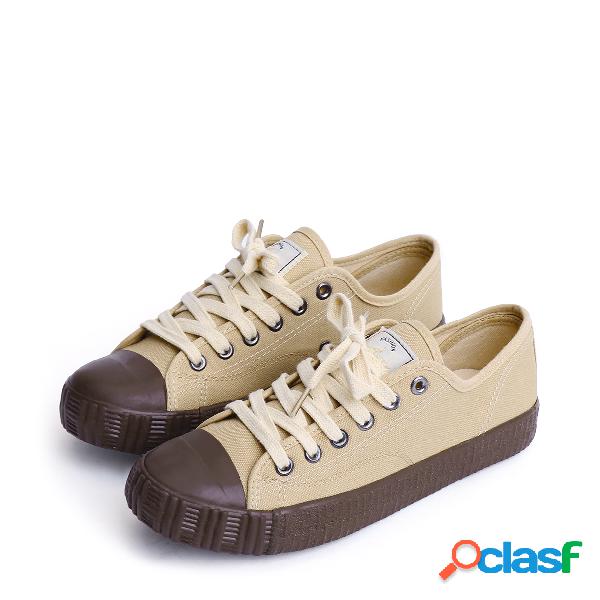 Zapatillas de lona con cordones de color caqui
