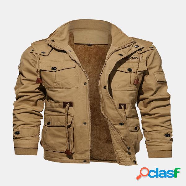 Chaqueta de lana de invierno para hombre cálido desmontable