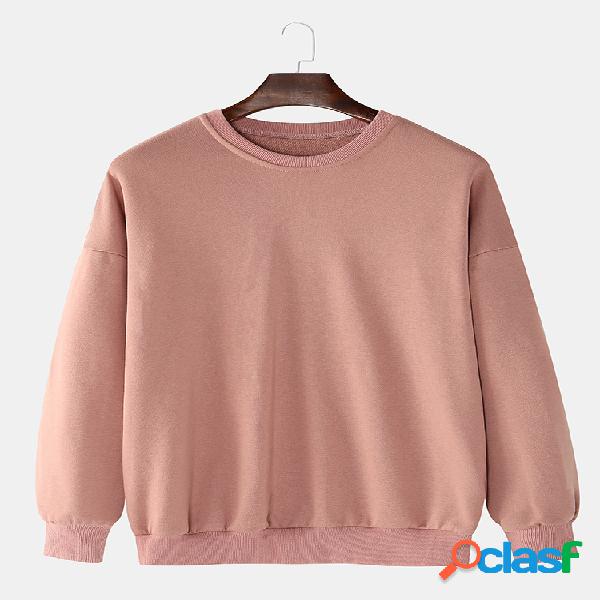 Hombre Algodón Color Sólido Casual Suelto Simple Redondo