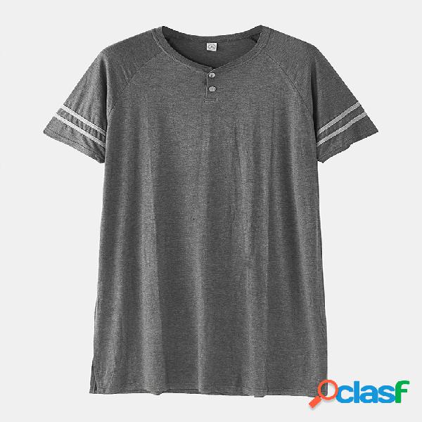 Hombre Pure Color Button Manga corta Rodilla longitud Batas