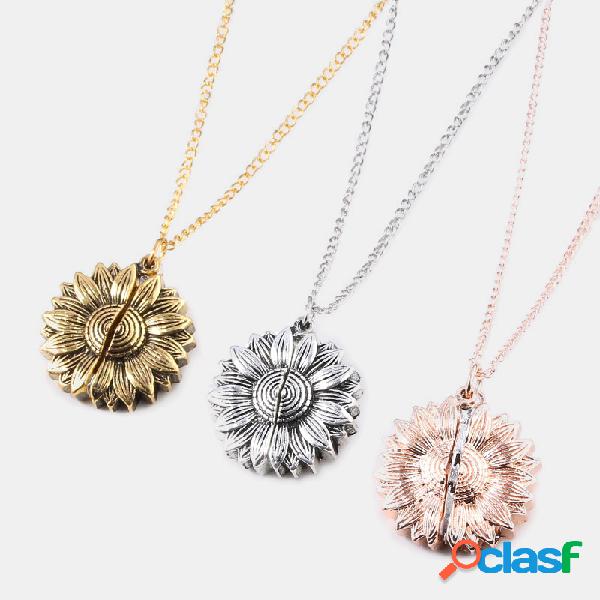 vendimia Collar especial con letras dobles de girasol You