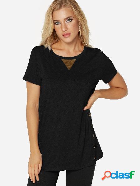Camiseta de manga corta con cuello redondo y diseño negro