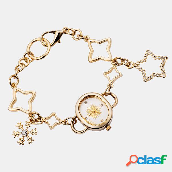 Fashion Creative Mujer Reloj de pulsera Oval Dial Golden