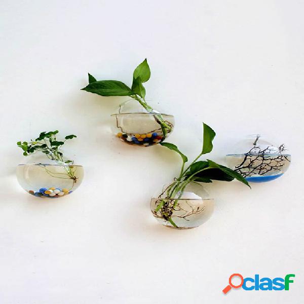 Florero de cristal transparente colgante de pared creativo