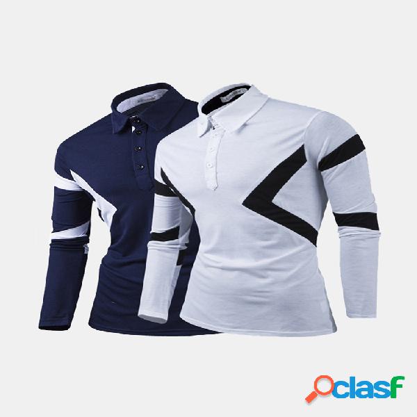 Hit Color Retro Henry Collar Delgado Camisas de golf de