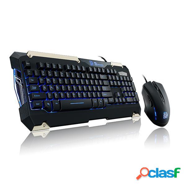 Kit Gamer de Teclado y Mouse Tt eSPORTS COMMANDER Azul,