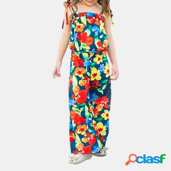 Niña Colorful Estampado floral Sin mangas Casual Mono Para