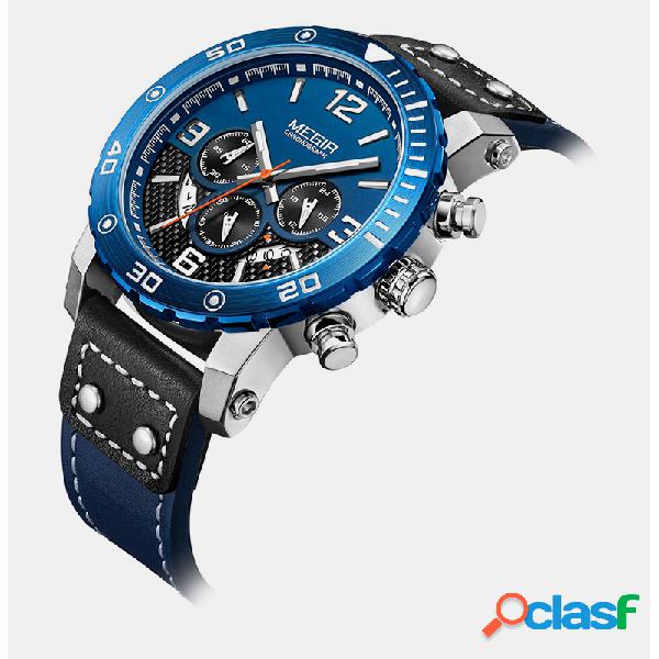 Ocio Deportes Estilo Hombres Reloj Cuero Banda Dial único