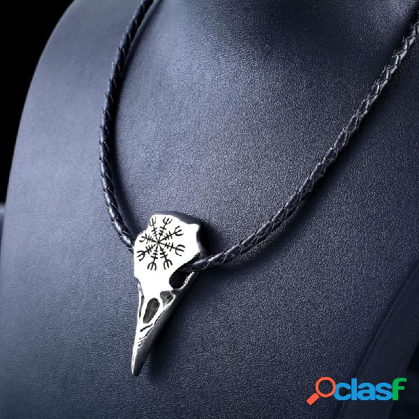 Punk Viking Amulet Crow Cráneo Charm Necklace Collar de
