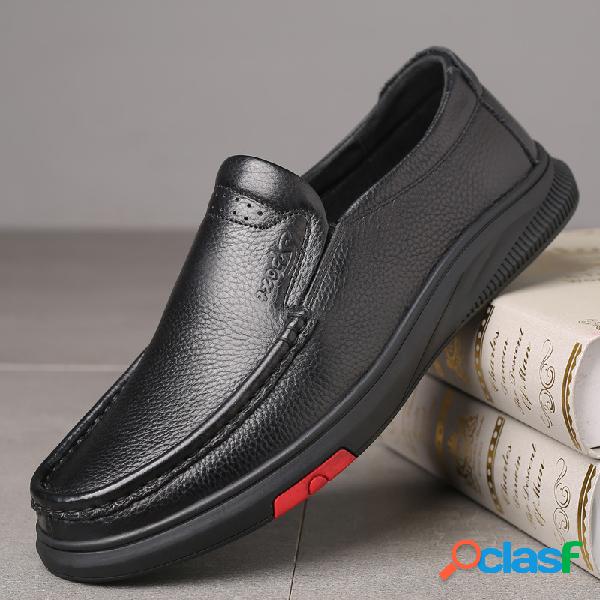 Zapatos de cuero informales de negocios con punta redonda