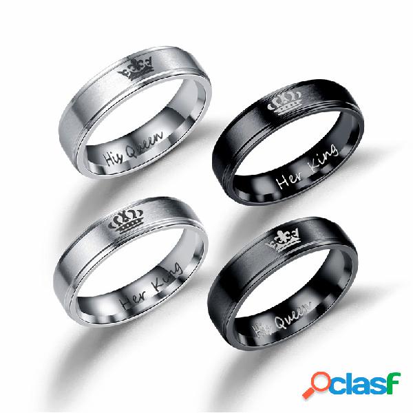 Classic Su rey Su reina Anillos de pareja Corona Anillos de