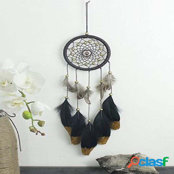 Dreamcatcher tejido a mano con plumas Adorno pendiente de