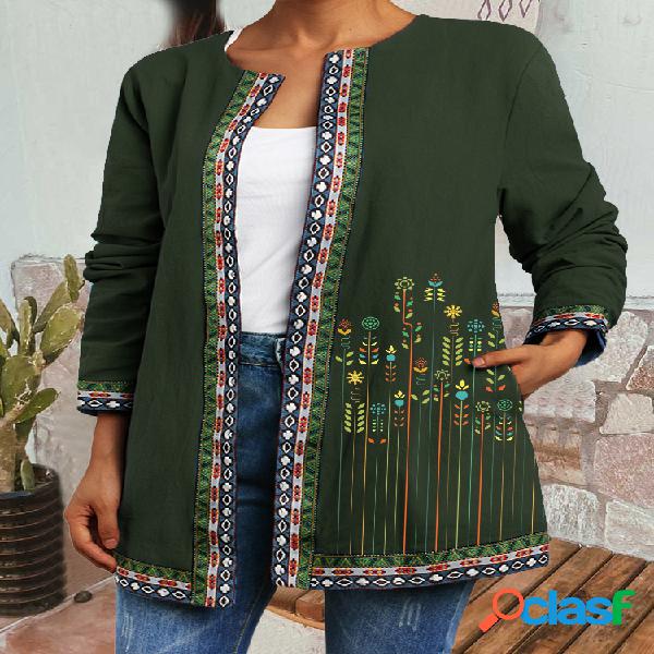 Flores Estampado Correas Patchwork Plus Talla Chaquetas