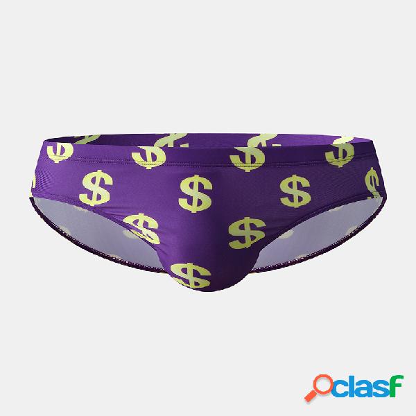 Hombres Dollar Patrón Print Swim Briefs