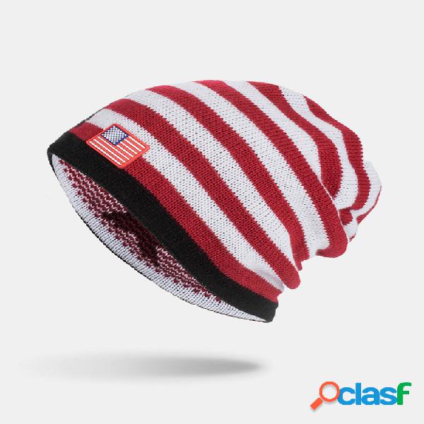Hombres Wool Keep Warm America Flag Stripe Patrón Winter al