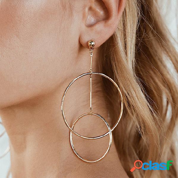 Moda simple calado metal Pendientes círculo combinación