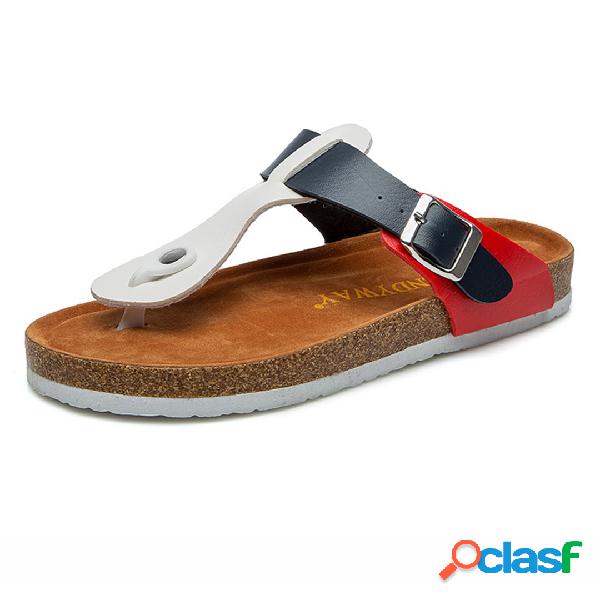 Mujer Cómodo Soft Playa Correa T Hebilla deslizante plana