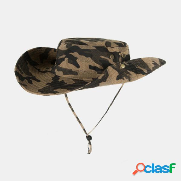 Sombreros de cubo de camuflaje de ala ancha para hombre al