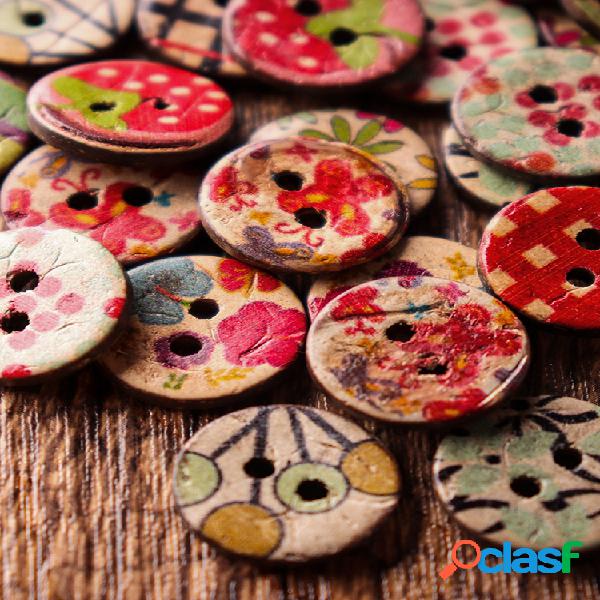 100 piezas de costura de madera retro Botones DIY