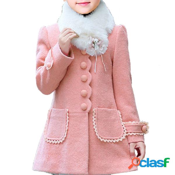 Abrigos de lana de niña abrigo elegante dulce elegante