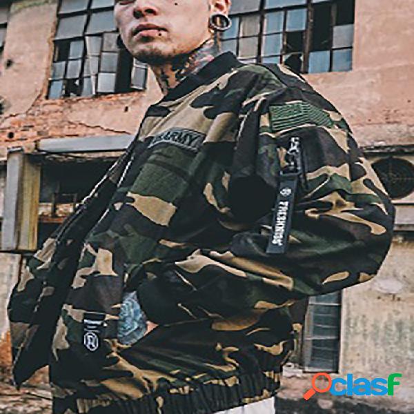 Chaquetas de bombardero casuales con cuello alto y estampado