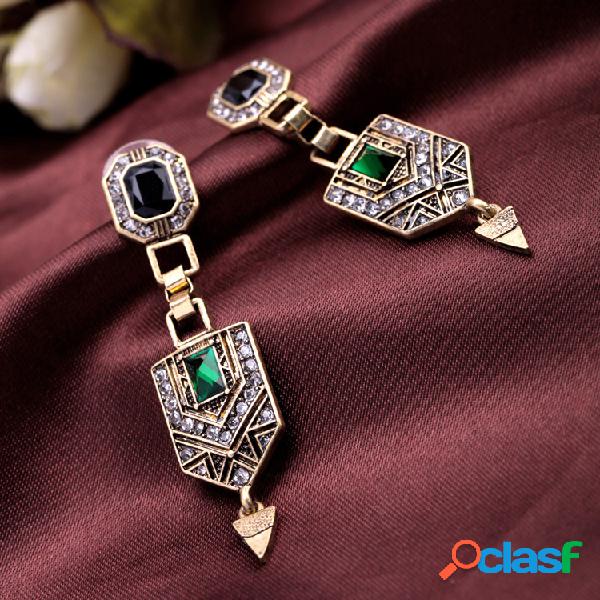 Emerald Diamond Oreja Rhinestone de la gota Pendientes
