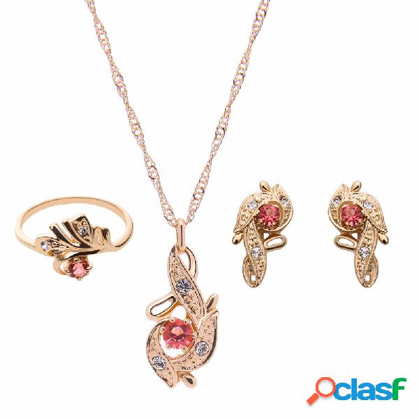 Joyería de aleación conjunto dejar Rhinestone collar de