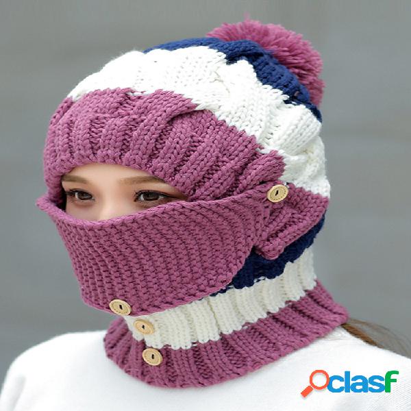 Máscaras cálidas de invierno para mujer de punto Sombrero