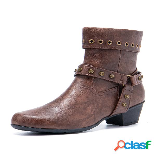 Mujer casual retro usable cremallera lateral corto Botas