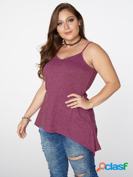 Rosa con cuello en V Irregular Hem Cami