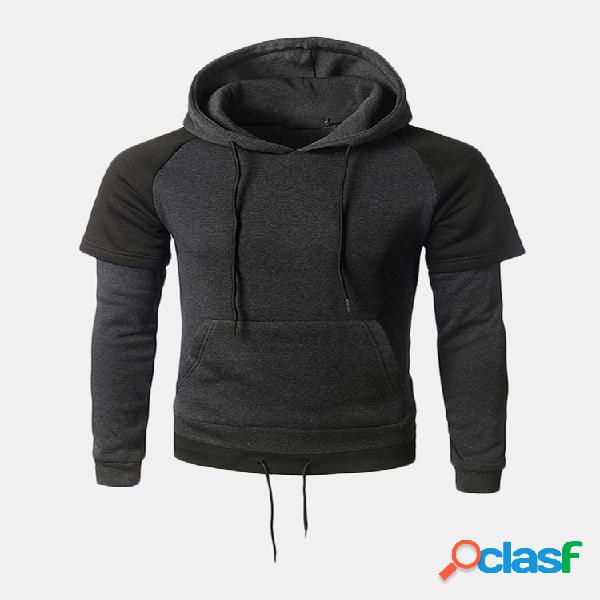 Sudadera casual para hombre Cordón Costura con capucha