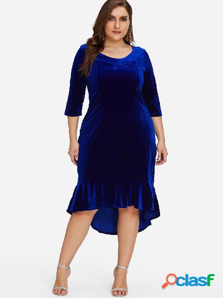Vestido mini de talle bajo alto y alto azul extragrande