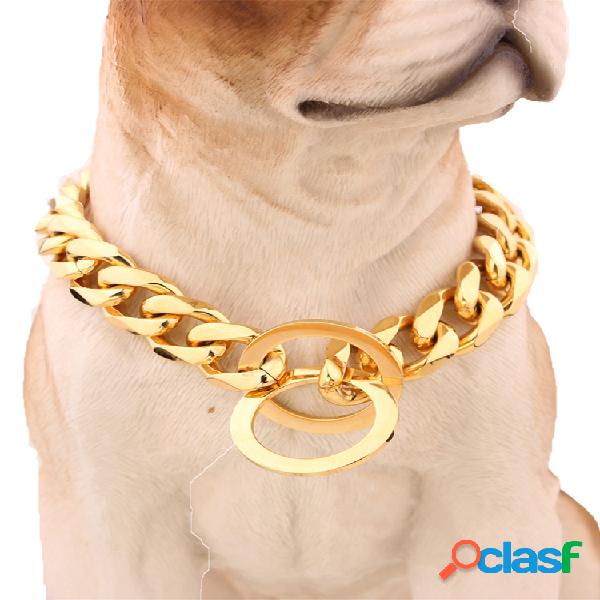13 mm 12-30 "Collar para mascotas Dorado Acero inoxidable