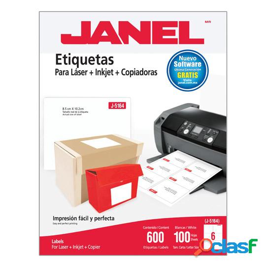 Janel Paquete de 600 Etiquetas Blancas de 85x102mm