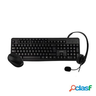Kit de Teclado y Mouse Acteck KT30, Alámbrico/Inalámbrico,