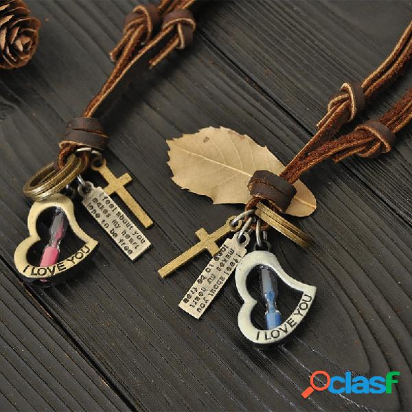 Personalidad de moda Collar de pareja de cuero de vaca Amor