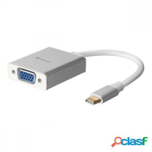 Steren Adaptador USB-C Macho - VGA Hembra, Plata