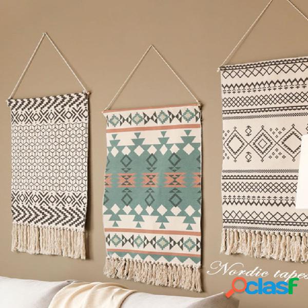 Tapiz de borla de estilo nórdico, tapiz de macramé bohemio