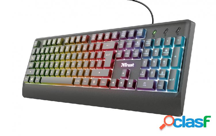 Teclado Gamer Trust Ziva Gaming Rainbow LED RGB, Alámbrico,