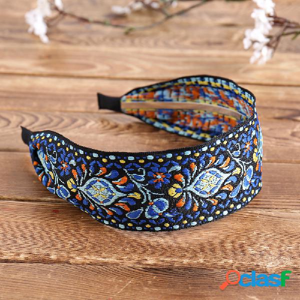 Diadema tejida con bordado bohemio Diadema de tela estampada