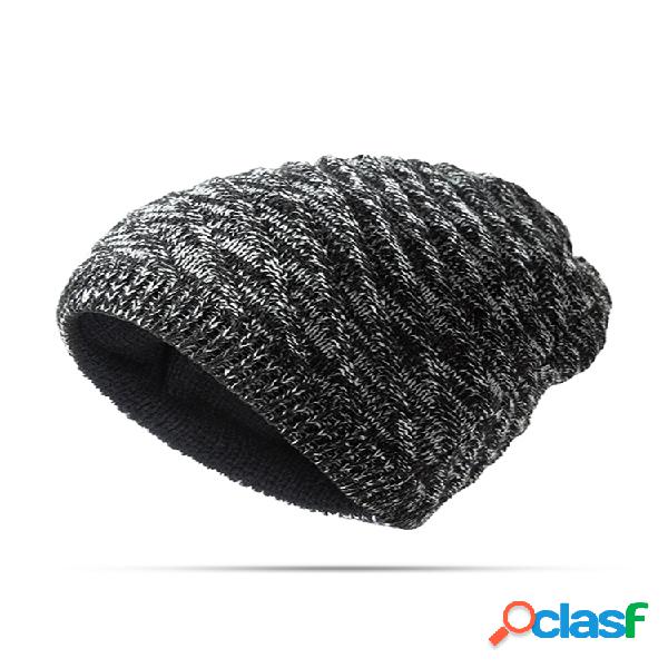 Gorro de punto casual diagonal Beanie polar reversible en