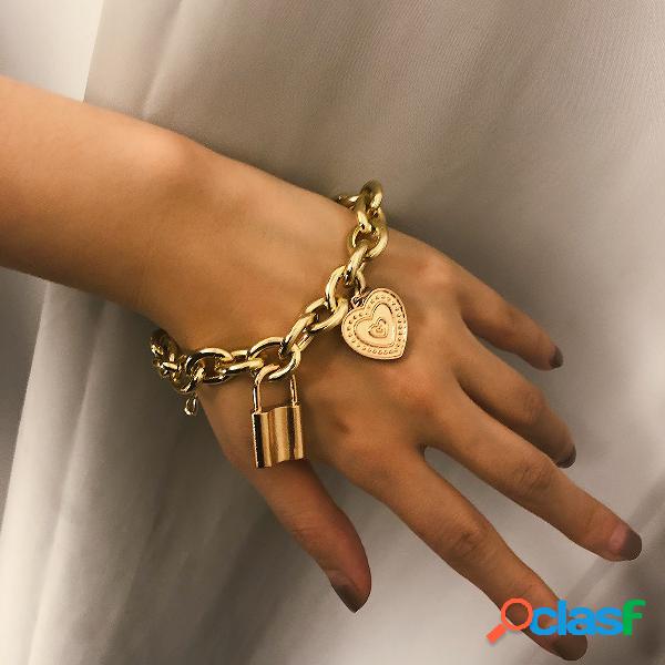 Trendy cerradura Pulsera de cadena grande Pulsera de metal