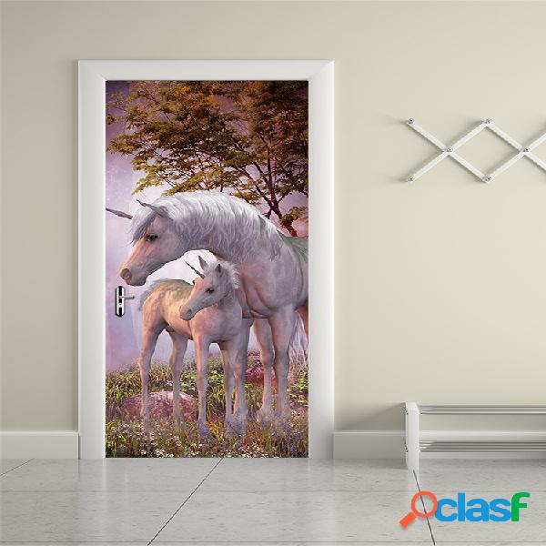 200X77CM 3D Unicornio PVC Autoadhesivo Puerta Etiqueta de la