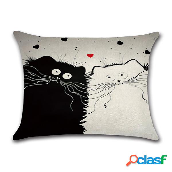 Dibujos animados Gato Hug Funda de almohada Funda de cojín