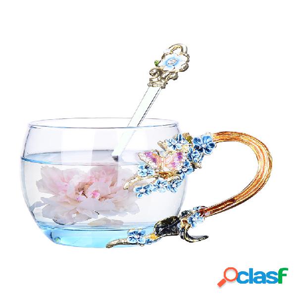 Flor de esmalte Té Taza Exquisita taza de café de ciruela