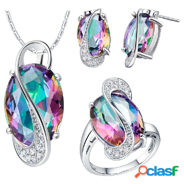 Joyería de forma oval de piedras preciosas de cristal