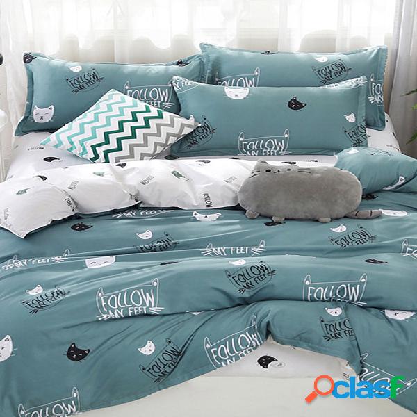 Juego de ropa de cama de algodón de poliéster lavado de