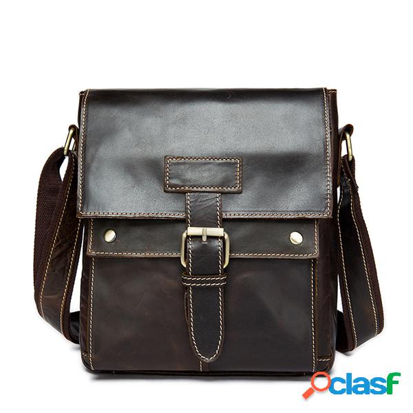 Mans Crossbody Bolsa cuero de vaca Mensajeros Bolsa Piel