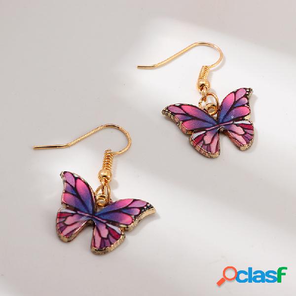 Mariposa geométrica de metal de moda Colgante Pendientes